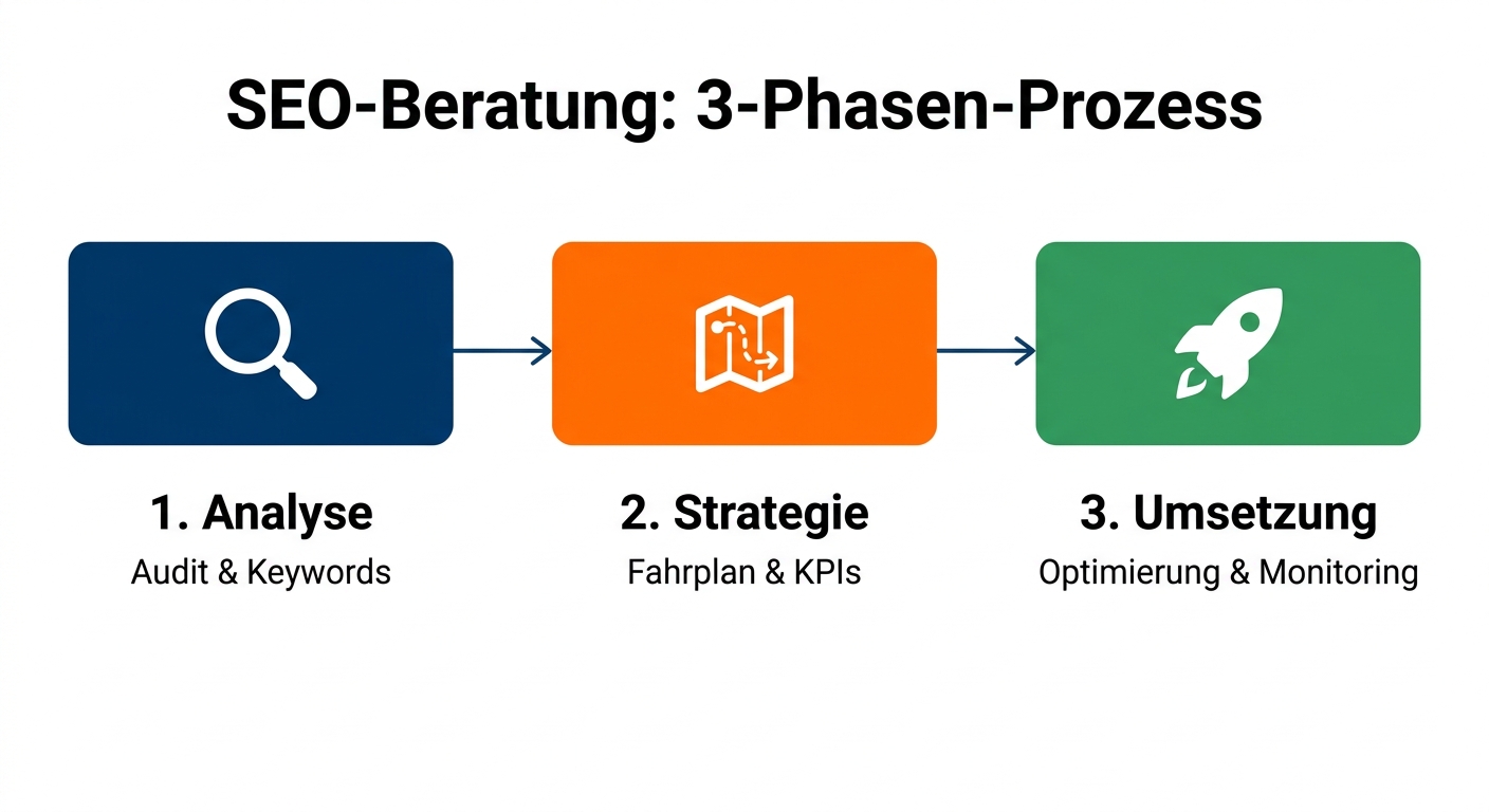 SEO-Beratung Prozess: Analyse, Strategie und Umsetzung in 3 Phasen